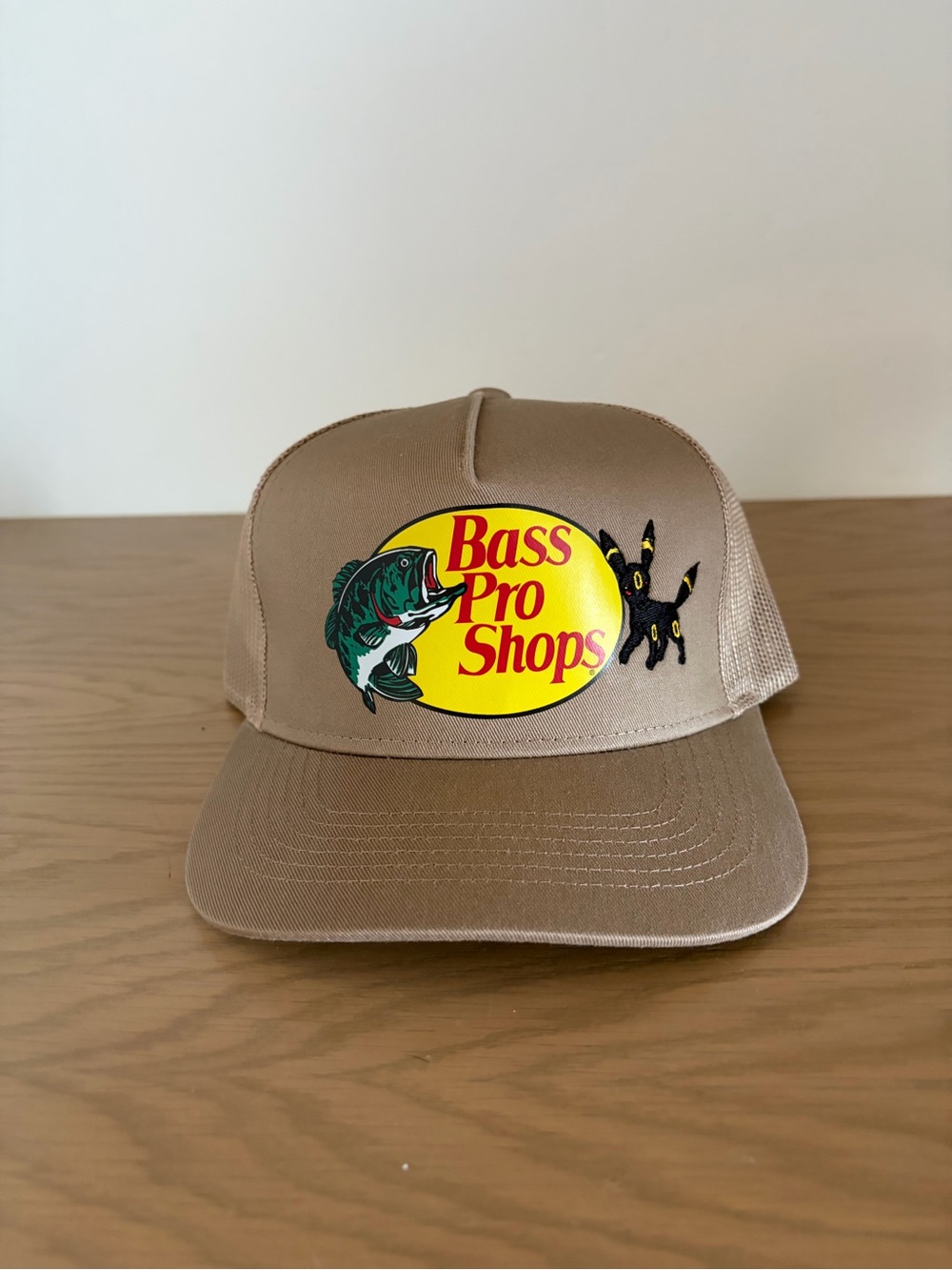 Bass Pro Shops Tan Trucker Hat with Yellow Logo Patch